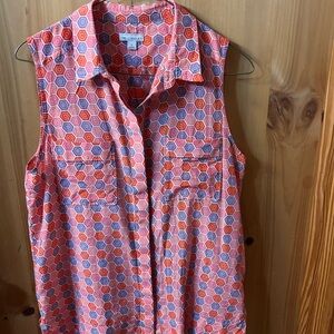 GAP Orange and Blue Hexagon Print Sleeveless Blouse